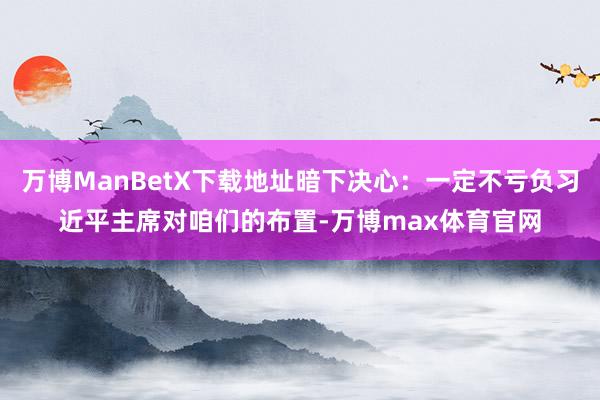 万博ManBetX下载地址暗下决心：一定不亏负习近平主席对咱们的布置-万博max体育官网