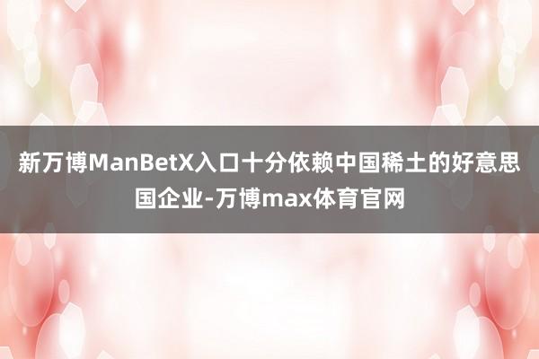 新万博ManBetX入口十分依赖中国稀土的好意思国企业-万博max体育官网