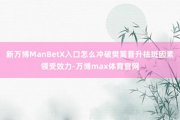 新万博ManBetX入口怎么冲破樊篱晋升祛斑因素领受效力-万博max体育官网