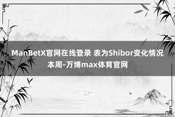 ManBetX官网在线登录 表为Shibor变化情况 本周-万博max体育官网