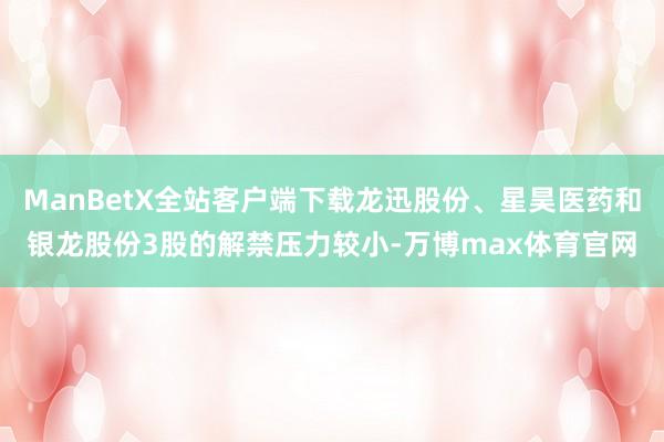 ManBetX全站客户端下载龙迅股份、星昊医药和银龙股份3股的解禁压力较小-万博max体育官网