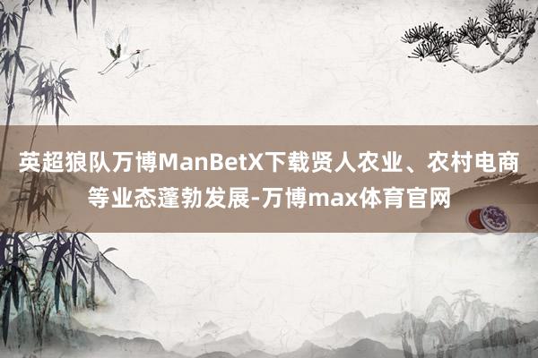 英超狼队万博ManBetX下载贤人农业、农村电商等业态蓬勃发展-万博max体育官网