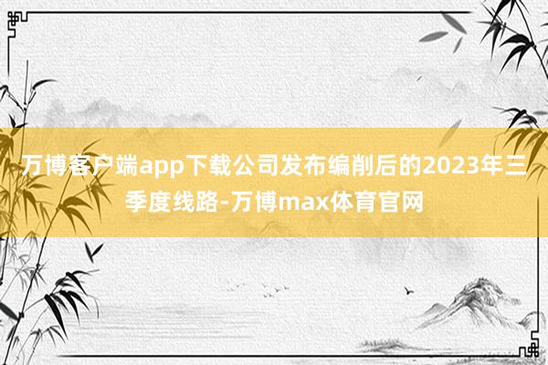 万博客户端app下载公司发布编削后的2023年三季度线路-万博max体育官网