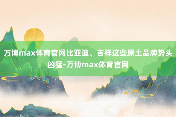 万博max体育官网比亚迪、吉祥这些原土品牌势头凶猛-万博max体育官网